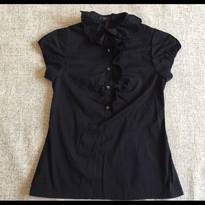 BCBG black ruffled top